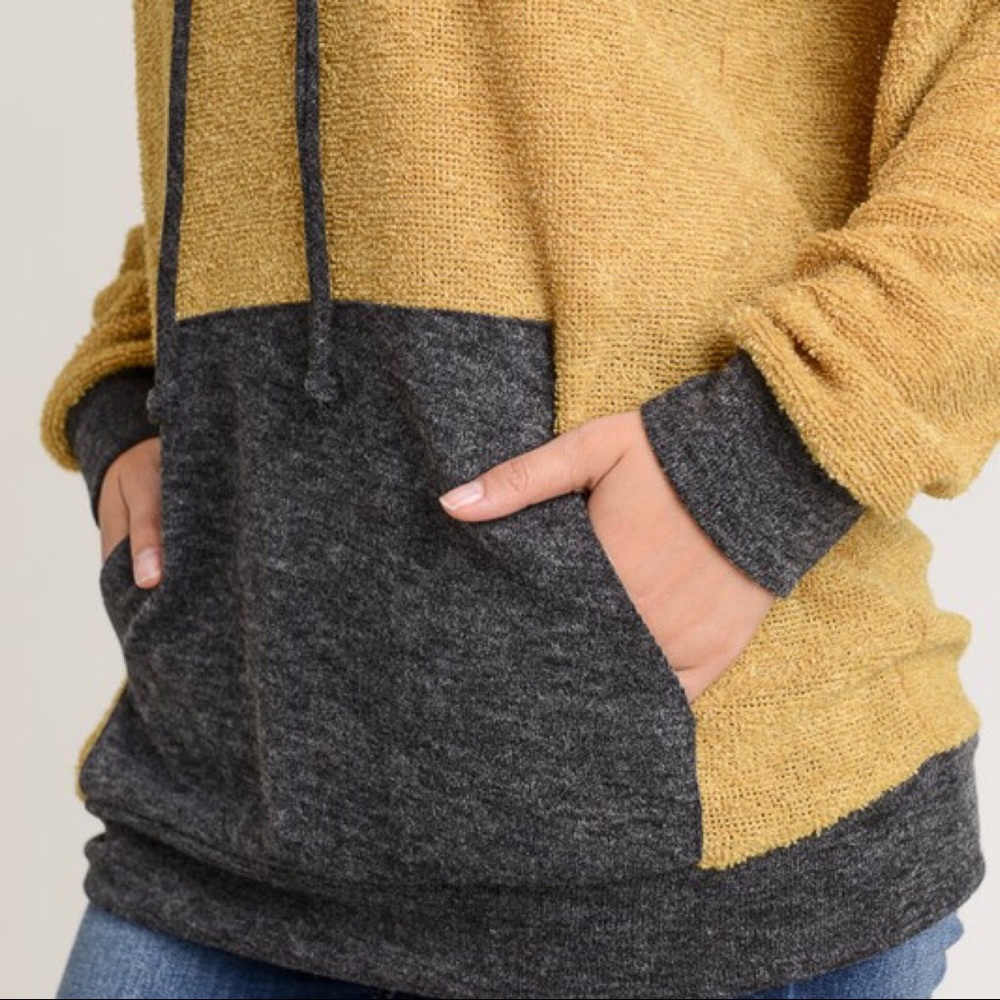 LAST‼️Block Color Terry Hoodie - Picture 5 of 5